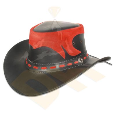 Black Oily Split Leather Hat